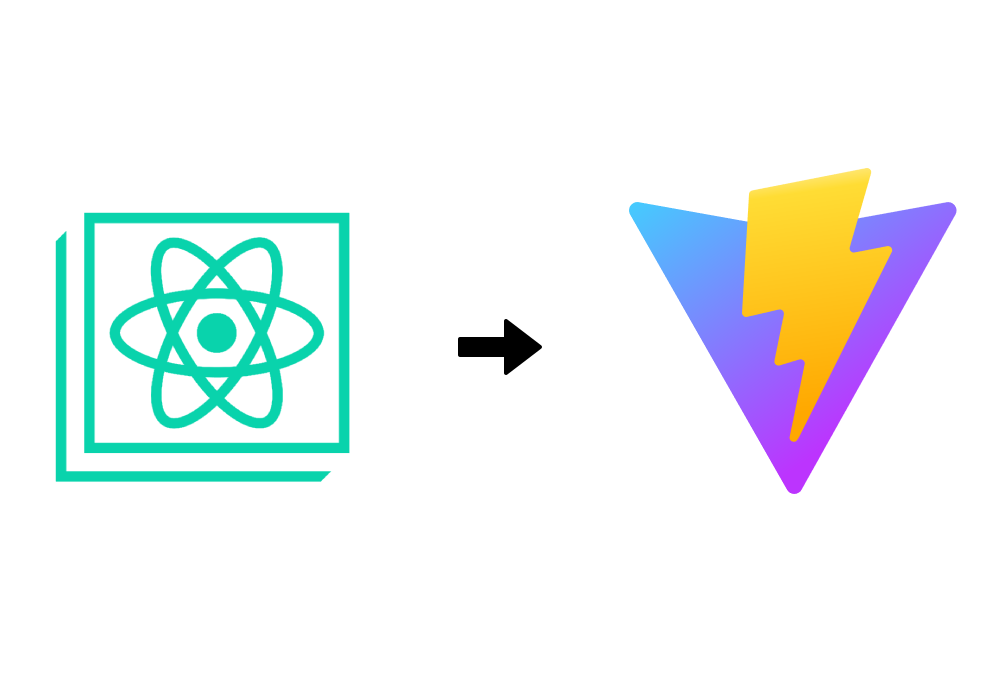 Create React App icon on the left with a right arrow and the Vite logo on the right